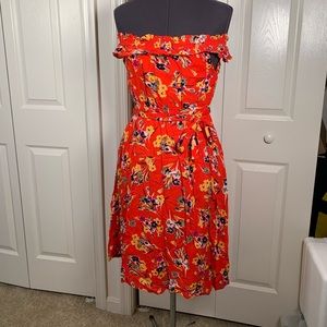 Anthro bright floral midi dress petite sz 2